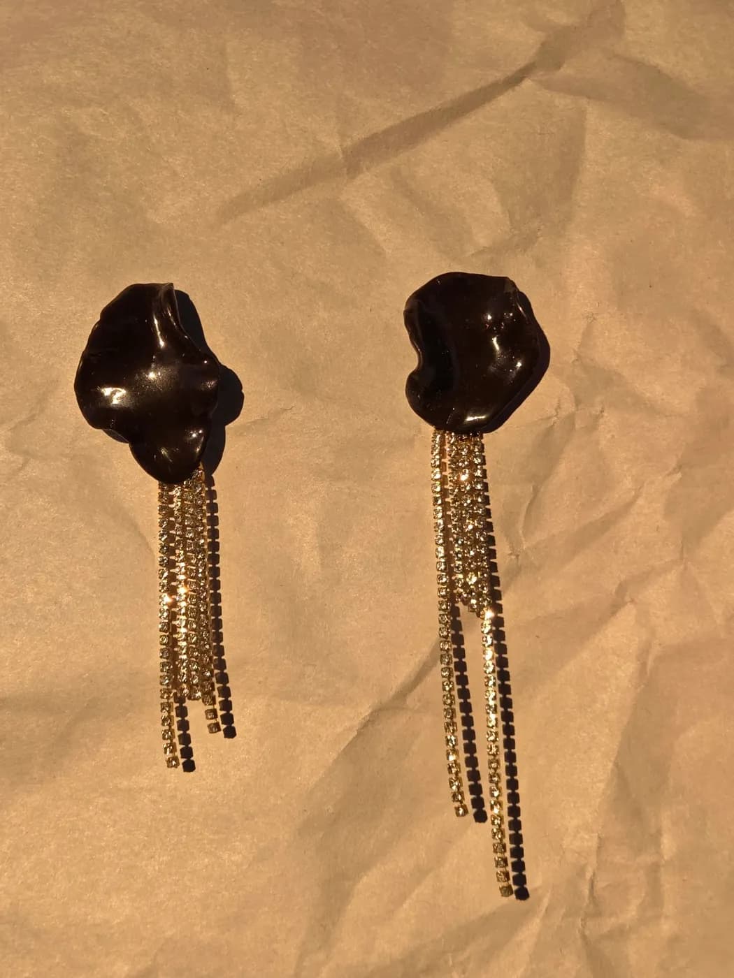 Aros Negro con Cadena